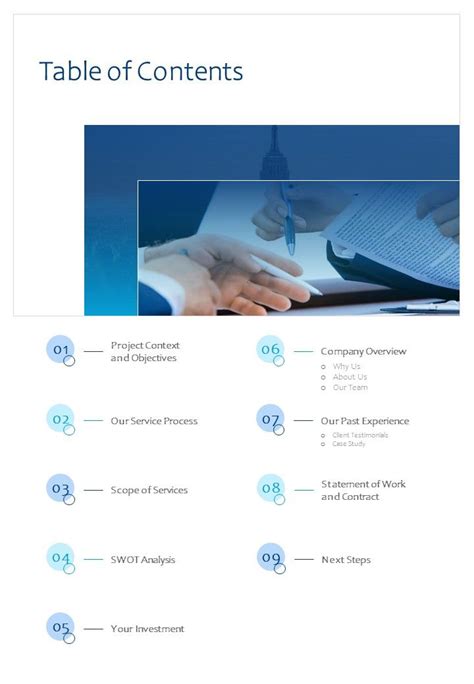 Image result for Proposal Table of Contents Template