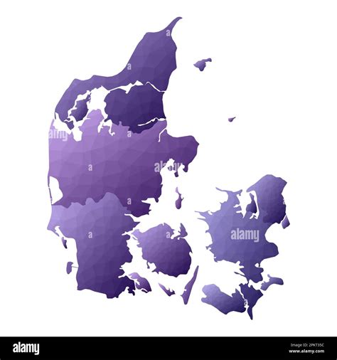 Denmark map. Geometric style country outline. Glamorous violet vector ...