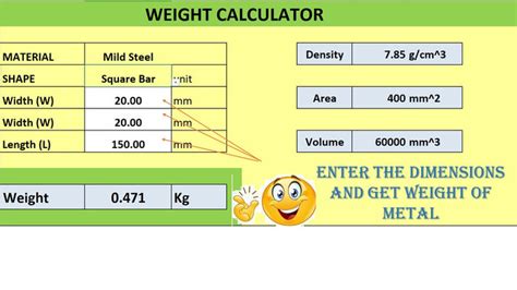 Excel template weight calculator of metal – Smart Office Template (INR)