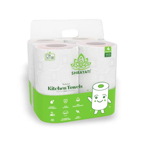 Shrayati Kitchen Towel/Tissue Paper Roll - 2 Ply, 60 Pulls Per Roll ...