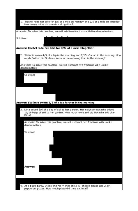 Word Problems with Fractions Adding and Subtracting PDF 的图像结果