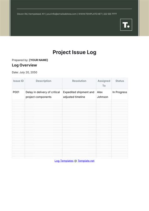 Image result for Project Issue Log Template