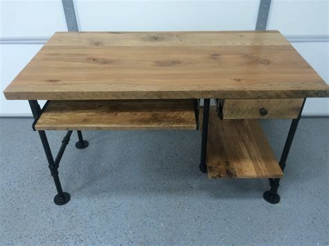 Computer Desk, Reclaimed Wood Desk, Rustic Barnwood Table, Keyboard ...