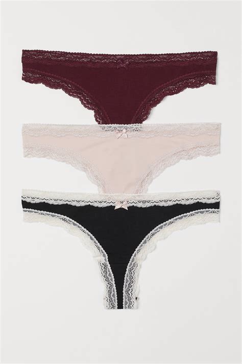 3-pack Brazilian briefs - Burgundy/Black - Ladies | H&M IN