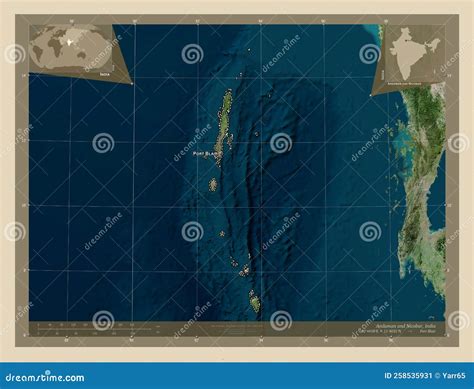 Andaman and Nicobar, India. High-res Satellite. Labelled Points of Cities Stock Image - Image of ...