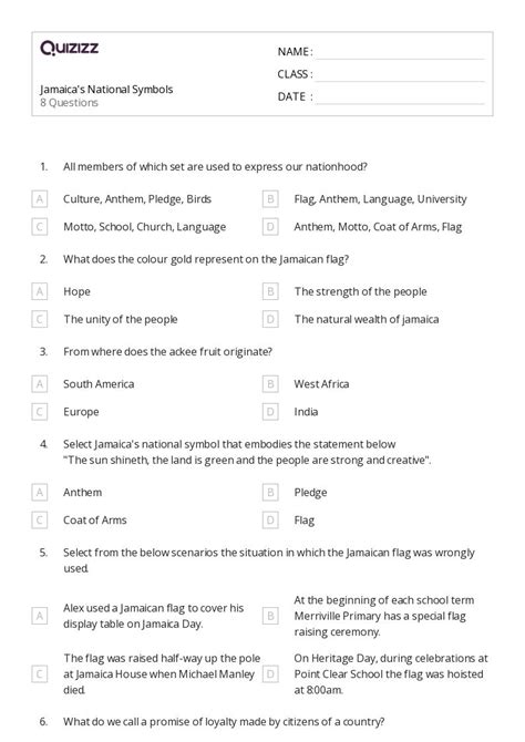 50+ National Symbols worksheets for 6th Class on Quizizz | Free & Printable