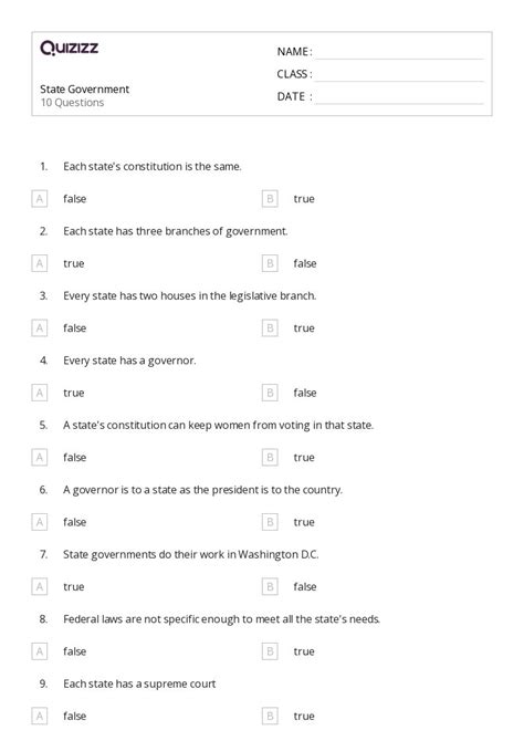 Printable federal government Worksheets | Quizizz