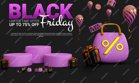 Premium PSD | Black Friday Sale Realistic 3d design render Creative ...