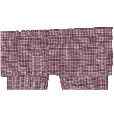 Patch Magic Maroon and Cream Small Plaid Fabric Curtain Valance, 54 ...