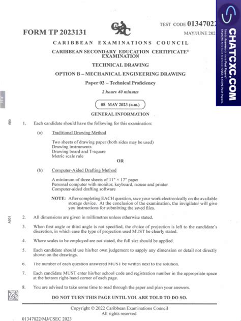 Image result for CSEC Technical Drawing Paper 1