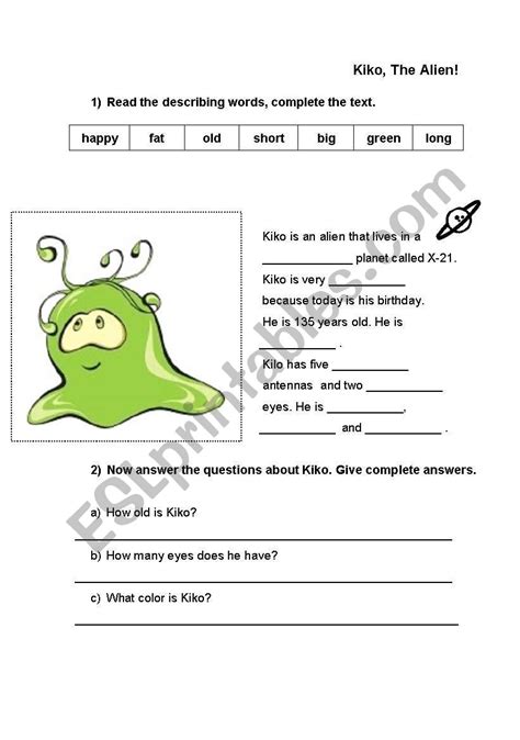 Image result for Alien Worksheet