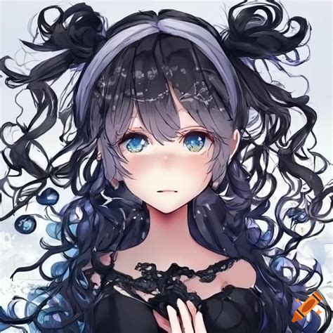 Anime girly girl white hair, green eyes. wearing frilly clothes anime-style on Craiyon