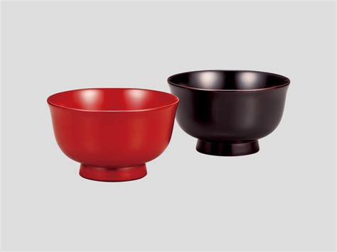 F12-5 夫婦汁椀 ひのき 羽反 本朱・溜 | 山中木製漆器協同組合