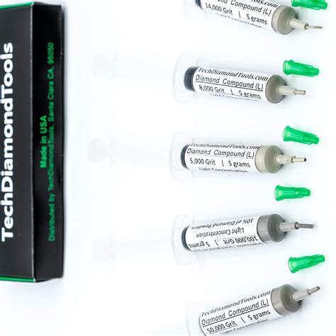 TechDiamondTools Diamond Polishing Paste Set of 5 Syringes X 5 Grams (L ...