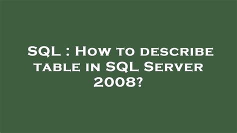 Describe SQL 的图像结果