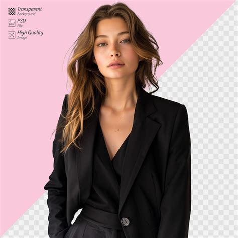 Confident young woman in a black blazer on white background | Premium ...