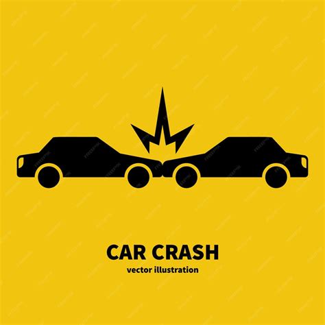 Автомобильная авария черный значок силуэт Автокатастрофа символ ...