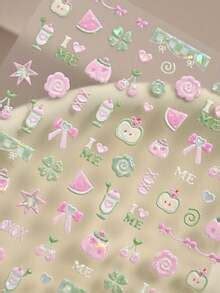 1 ST. Zoete roze strik watermeloen klaver appel hart bloem kers ster ...