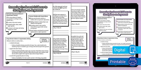 Argument Writing Removing Irrelevant Evidence | Twinkl USA