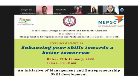 Webinar with MES Pillai College | Jan 2022 - MEPSC