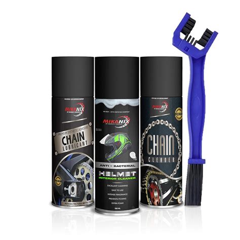 MIKANIX Combo Of Chain Cleaner + Chain Lube + Helmet Cleaner Spray ...