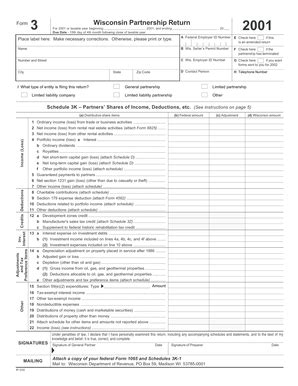 Fillable Online revenue wi 2001 IP-030 Form 3 - Wisconsin Partnership ...