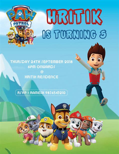 Paw Patrol Party Invitations Boy at David Desantis blog