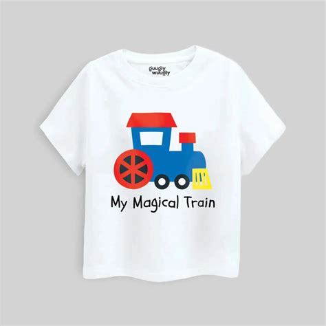Buy White Boys' T-Shirt | My Magical Train Print | Guugly Wuugly