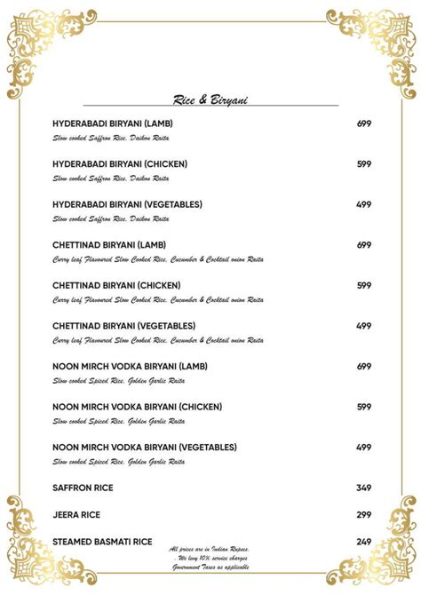 Noon Mirch Menu, Menu for Noon Mirch, Indirapuram, Ghaziabad, Delhi NCR