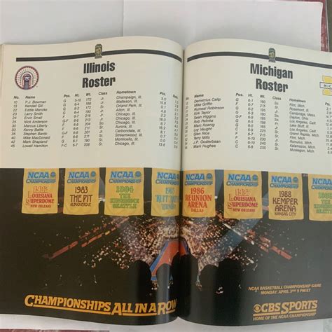 1989 NCAA Mens Basketball Final Four Program Ticket Seattle Kingdome ...