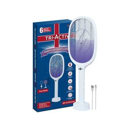 Tri-Activ Mosquito Racket 2-in-1 Dual Mode Rechargeable Bat,Zapper wit ...