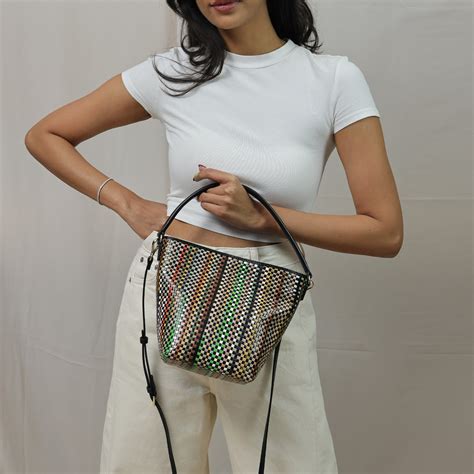 Buy Woven Black Multi Top Handle Bag Online - Calonge