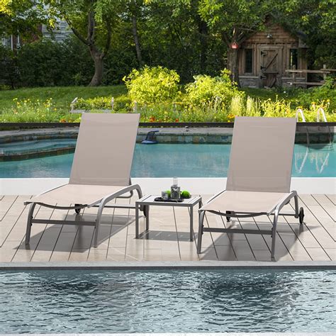 Pool Lounge Chairs Set of of 3 with Table, Floating Pool Chair with ...