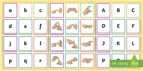 British Sign Language Alphabet - BSL Matching Cards for Kids