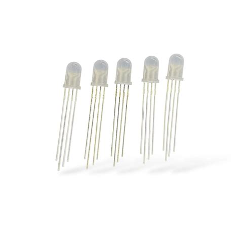 5mm RGB LED Pack of 5 Common Anode | 4 Pin Red Green Blue Multicolor L ...