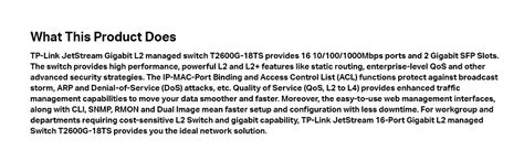TP-Link Jetstream 16 Port Gigabit Switch L2 Managed w/Console Port 2 ...