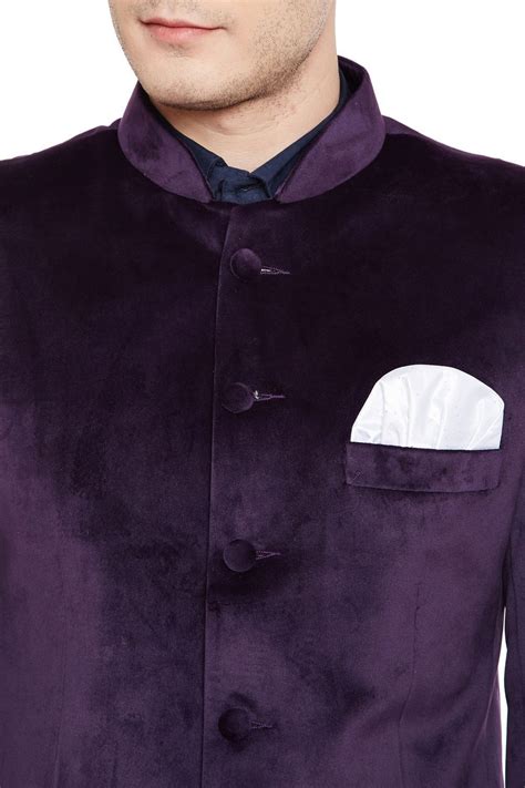Wintage Men's Premium Velvet Notch Lapel Coat Blazer Jacket: Purple