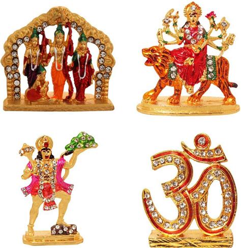 Buy GS Grow n Shine Combo 4 Brass Statue God Ram Darbar,Durga,Hanuman ...