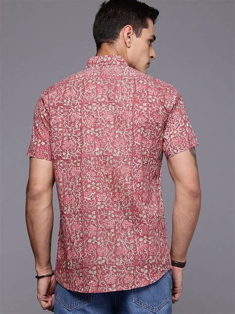 Rouge Floral Cotton Shirt for Men - Retro Summer Fits