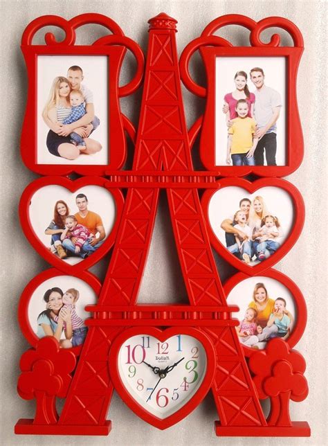 Buy Think3 Brand Eiffel Tower Clock With 6 Replacable Photo Frames For ...