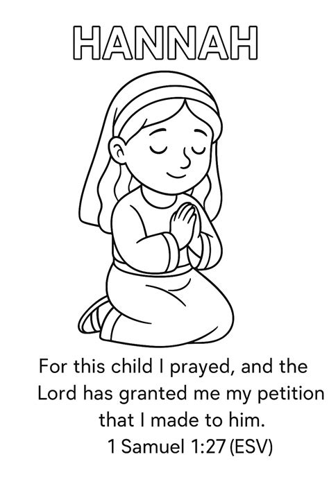 🖍️ Hannah Praying – Bible Verse Coloring Page for Kids - Sermons4Children