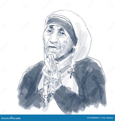 Mother Teresa S Elegant Sketch Illustration Editorial Photography - Illustration of cartoon ...