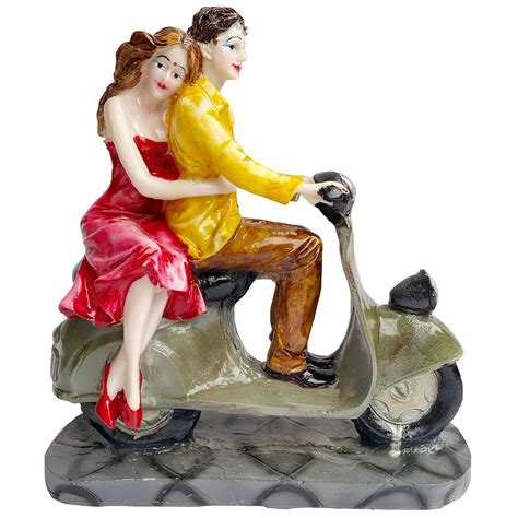 Buy KRISHNAGALLERY1 Polyresin Scooter Love Couple Statue (10 Inch ...