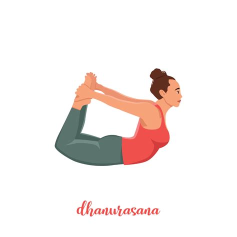 Girl doing yoga pose,Dhanurasana Bow Pose asana in hatha yoga,vector ...