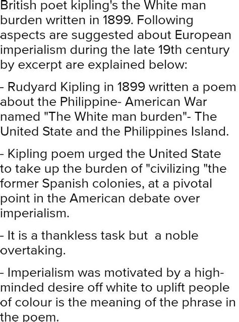 Read the fallowing excerpt from British poet Rudyard Kipling's the ...