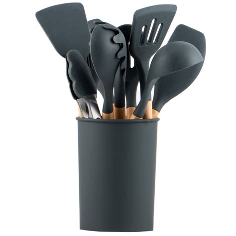 Black Silicone Kitchen Utensils Set of 11 | Wilko