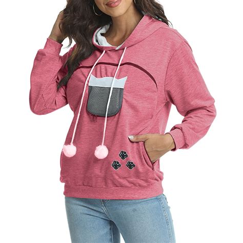 Women Fleece Sweatshirt Dog Cat Holder Carrier Pullover Top - Pet Pouch ...