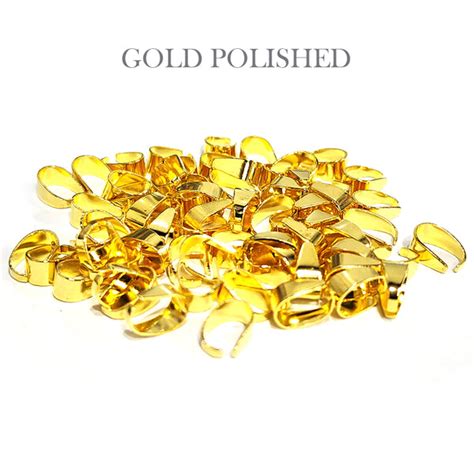 50 PCS PACK, 8x4 MM SIZE, GOLD PLATED, HIGH QUALITY OF PENDANT BAIL FI ...