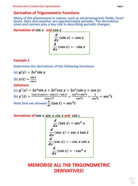SOLUTION: Math160 notes on derivatives part 4 quotient rule and ...