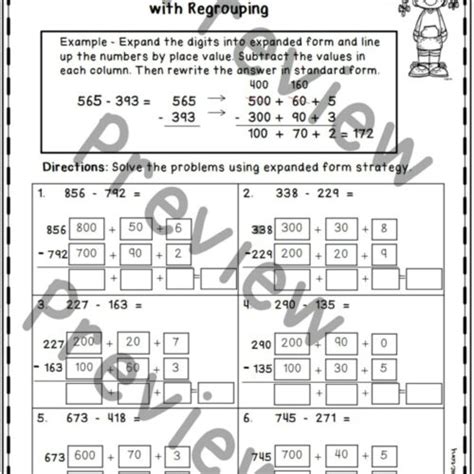 Image result for Subtraction Expanded Form Worksheets